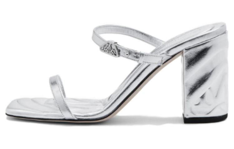 (WMNS) Alexander McQueen Metallic Leather Sandals 'Silver' 780711WIF118100