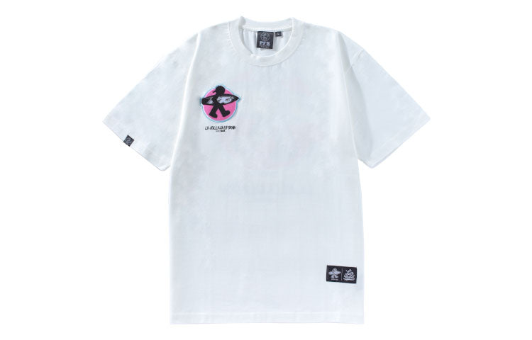 PJ's Vigor Multi-Color Surf Embroidered Contrasting Colors Short Sleeve Couple Style White 20SSTS1032-P