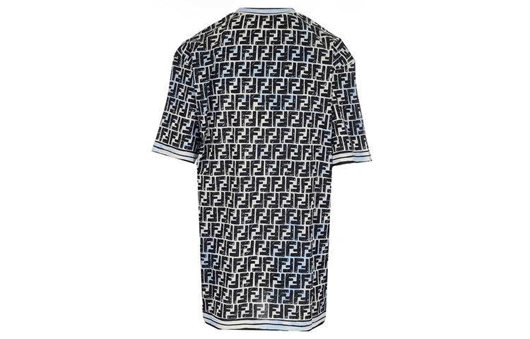 FENDI Alphabet Pattern Printing Loose Round Neck Short Sleeve Black FS7242AC6GF1B64