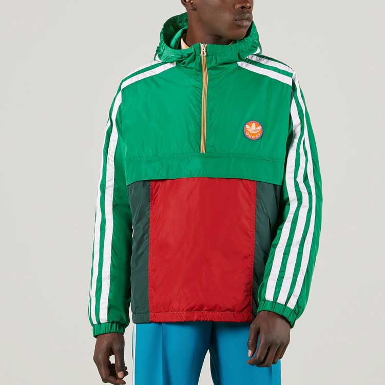 Gucci x adidas 3 Stripe Parachute Nylon Anorak Jacket 'Green' 722520-ZALCQ-3063