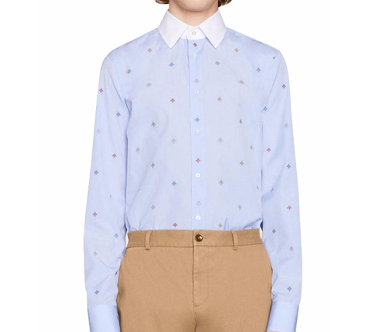 Gucci Bee Long Sleeve Shirt For Men Blue 547232-ZAADW-4930