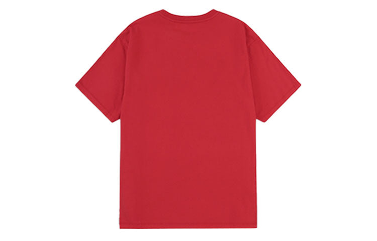 Men's Levis Red Series Embroidered Alphabet Printing Round Neck Short Sleeve Red A0192-0001