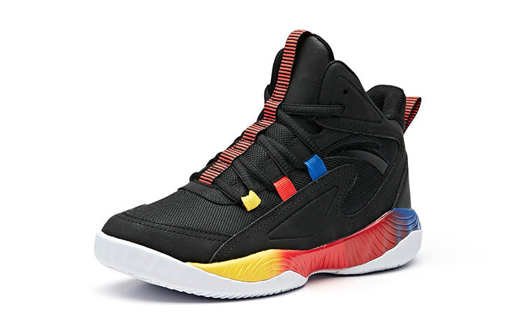 (GS) ANTA High Top Basketball Shoes 'Black Blue Yellow' 312011115B-1