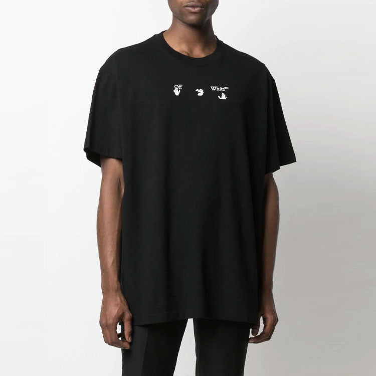Off-White SS21 Casual Alphabet Printing Short Sleeve Loose Fit Black OMAA038S21JER0121050