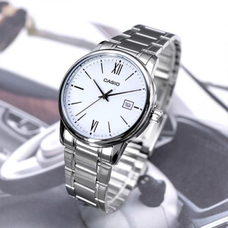 CASIO Male DRESS Japan / South Korea Fashion Mens Silver Analog MTP-V002D-7B3