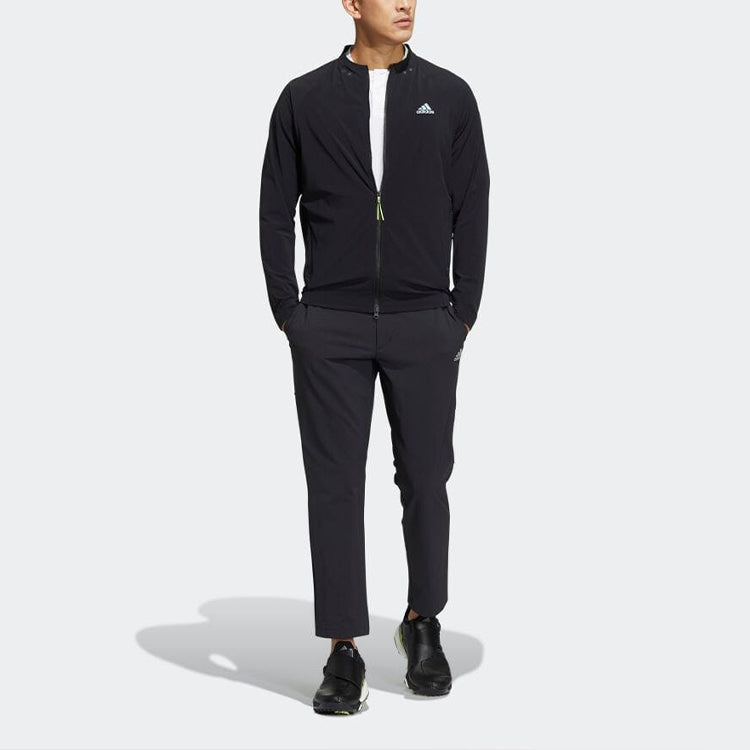 Men's adidas Solid Color Stand Collar Brand Logo Jacket Japanese Version Black HB3640