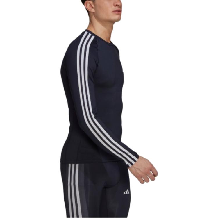 adidas Techfit 3-Stripes Long Sleeve Training Shirt 'Navy' HJ9912