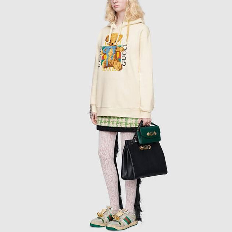 (WMNS) Gucci Logo Teddy Bear Printing Pattern Loose White 469251-X9N17-9101