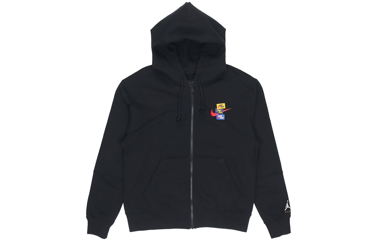 Men's Air Jordan Woven Label Logo Sports Hooded Jacket Autumn Black DH7727-010