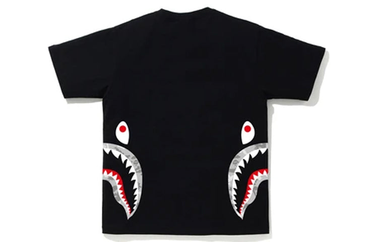 BAPE Shark Printing Round Neck Loose Short Sleeve Unisex Black 1G80-110-044