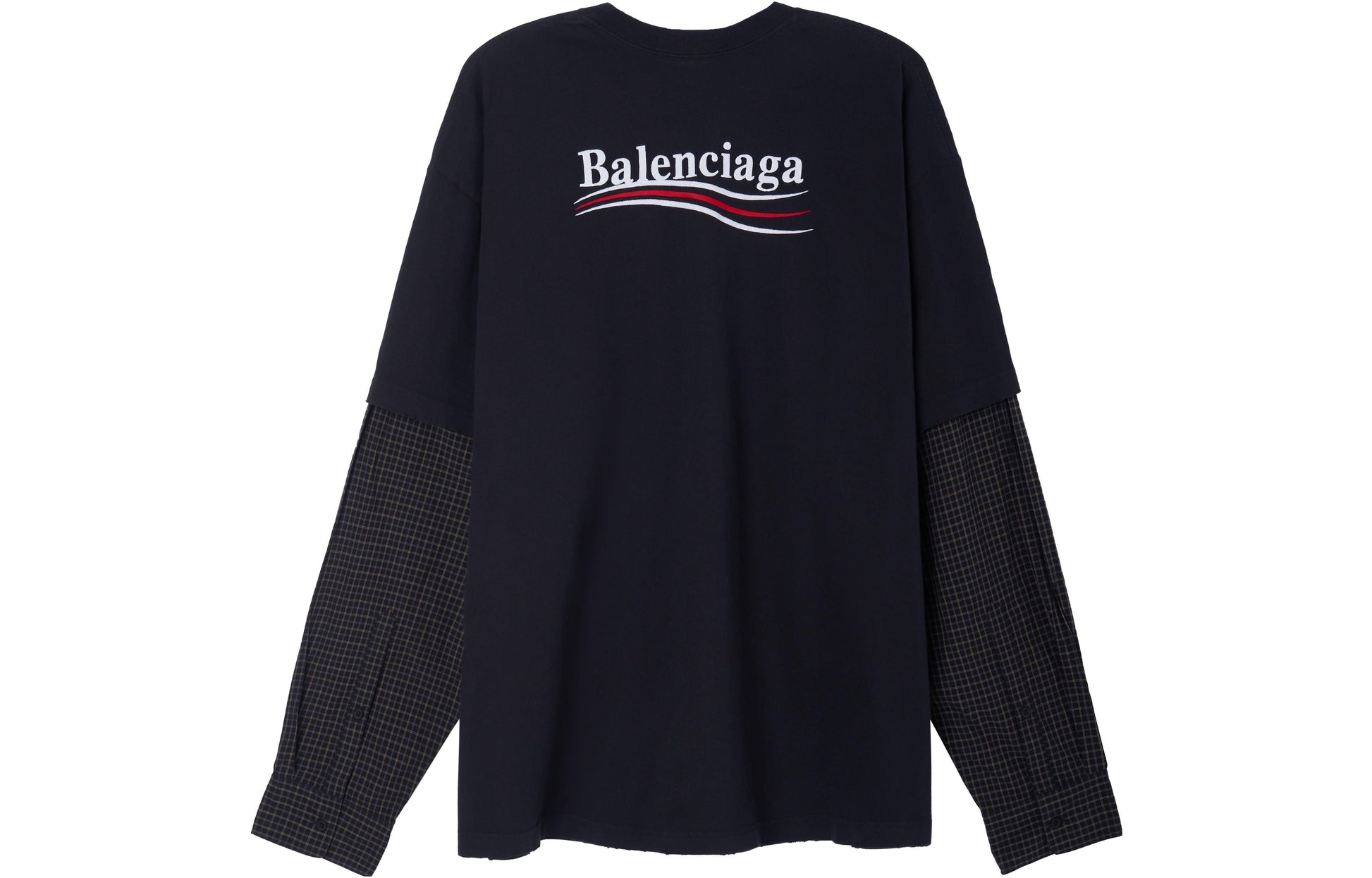 Balenciaga Political Campaign Layered T-Shirt Oversized 'Black' 698631TKVJ19070