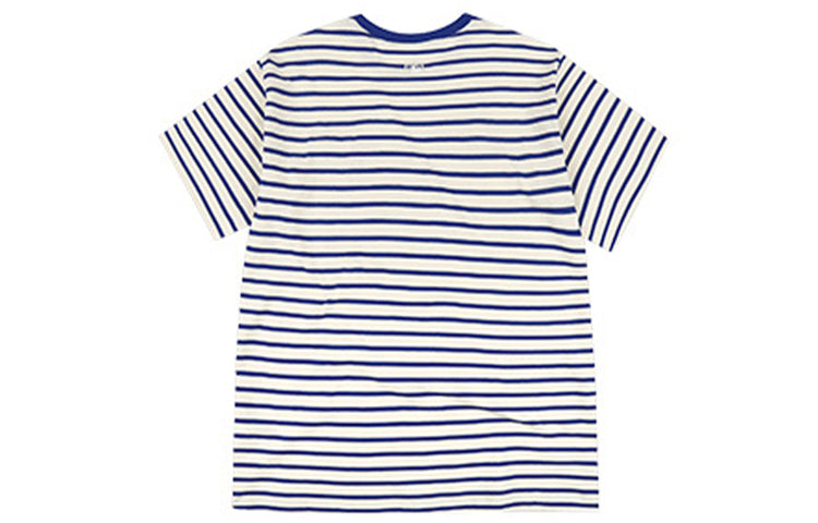 MLB Yankees Big Logo Printing Stripe Round Neck Short Sleeve Unisex White 31TSSB931-50L