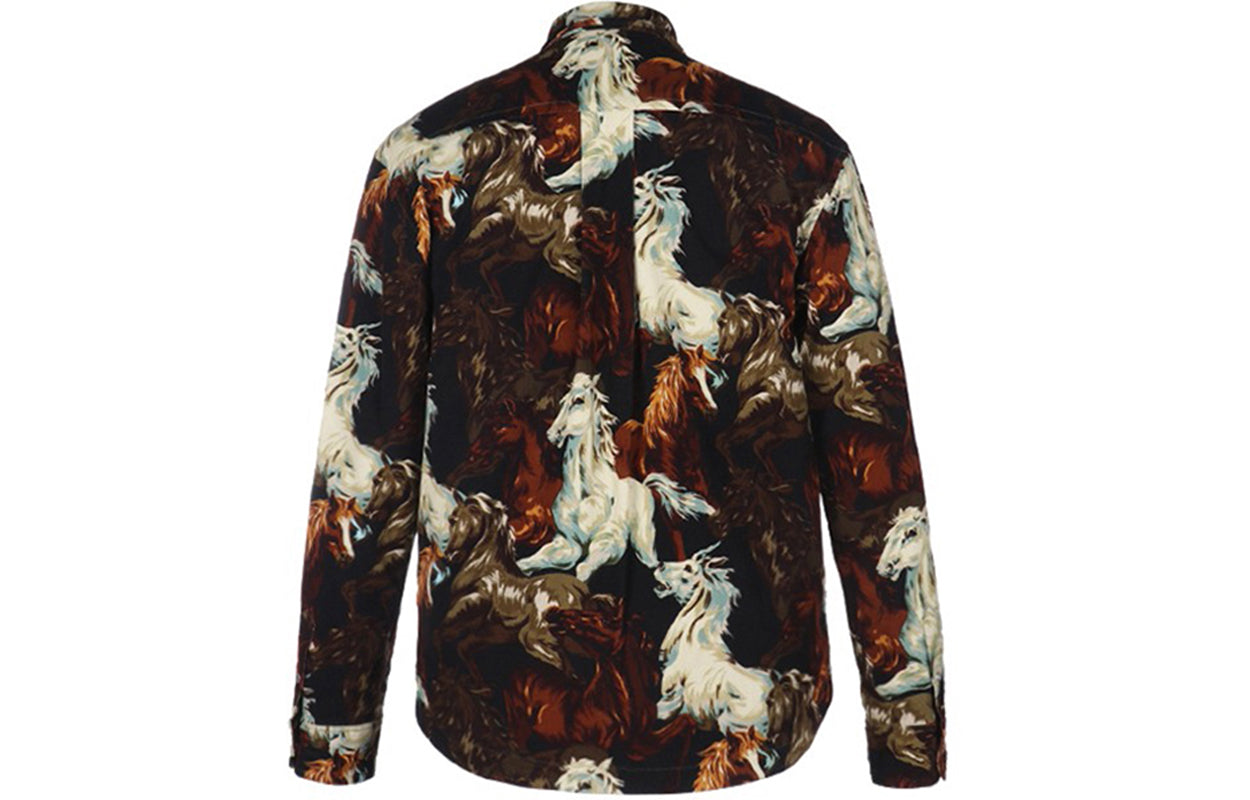 Men's KENZO FW20 Pattern Shirt Jacket Black Brown FA65CH5059PF-99
