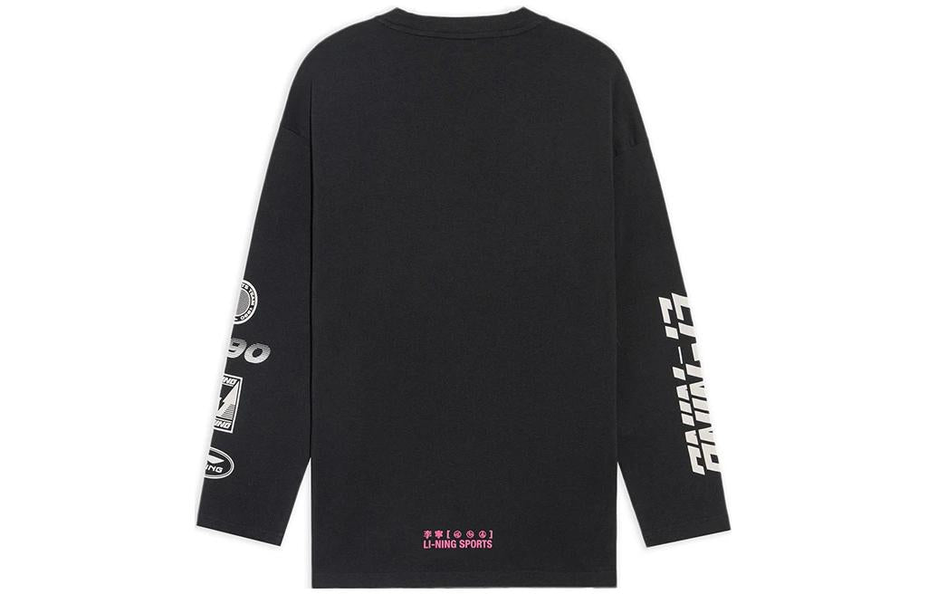 Li-Ning Graphic Long Sleeve T-shirt 'Black Pink' AHSS123-1