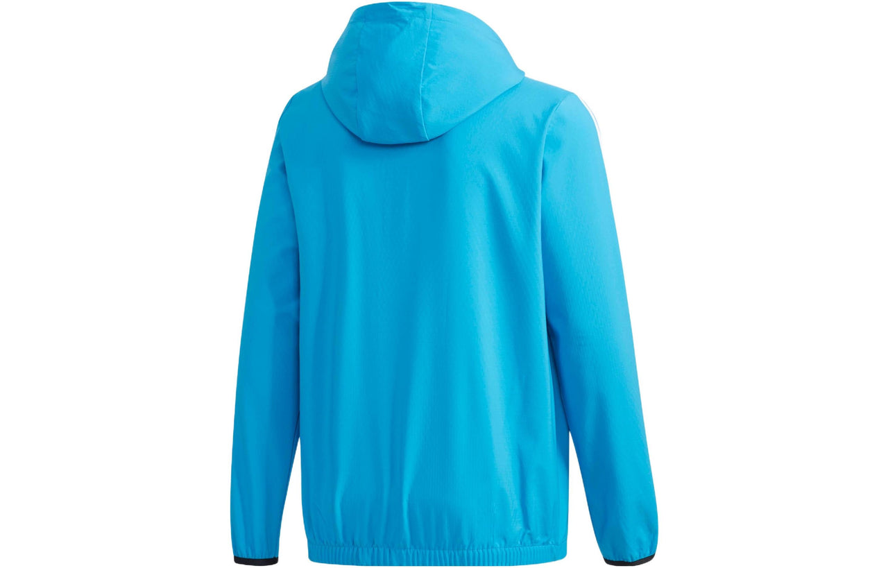 Men's adidas Stripe Athleisure Casual Sports Hooded Jacket Blue DW4621