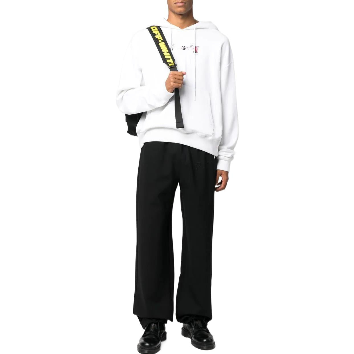 Men's Off-White FW22 Solid Color Logo Embroidered Straight Sports Pants/Trousers/Joggers Loose Fit Black OMCJ022F22FAB0011010