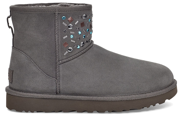 (WMNS) UGG Classic Mini Stud II Rivets Snow Boots Grey 1119101-CHRC