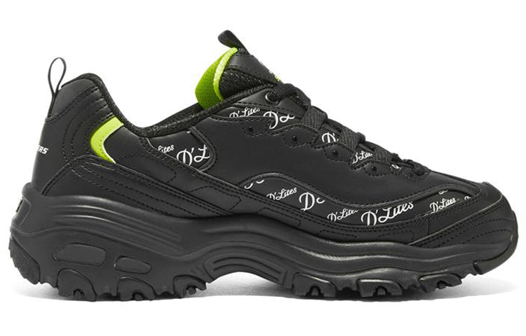 (WMNS) Skechers D'Lites 1.0 'White Black Green' 149627-BKWL