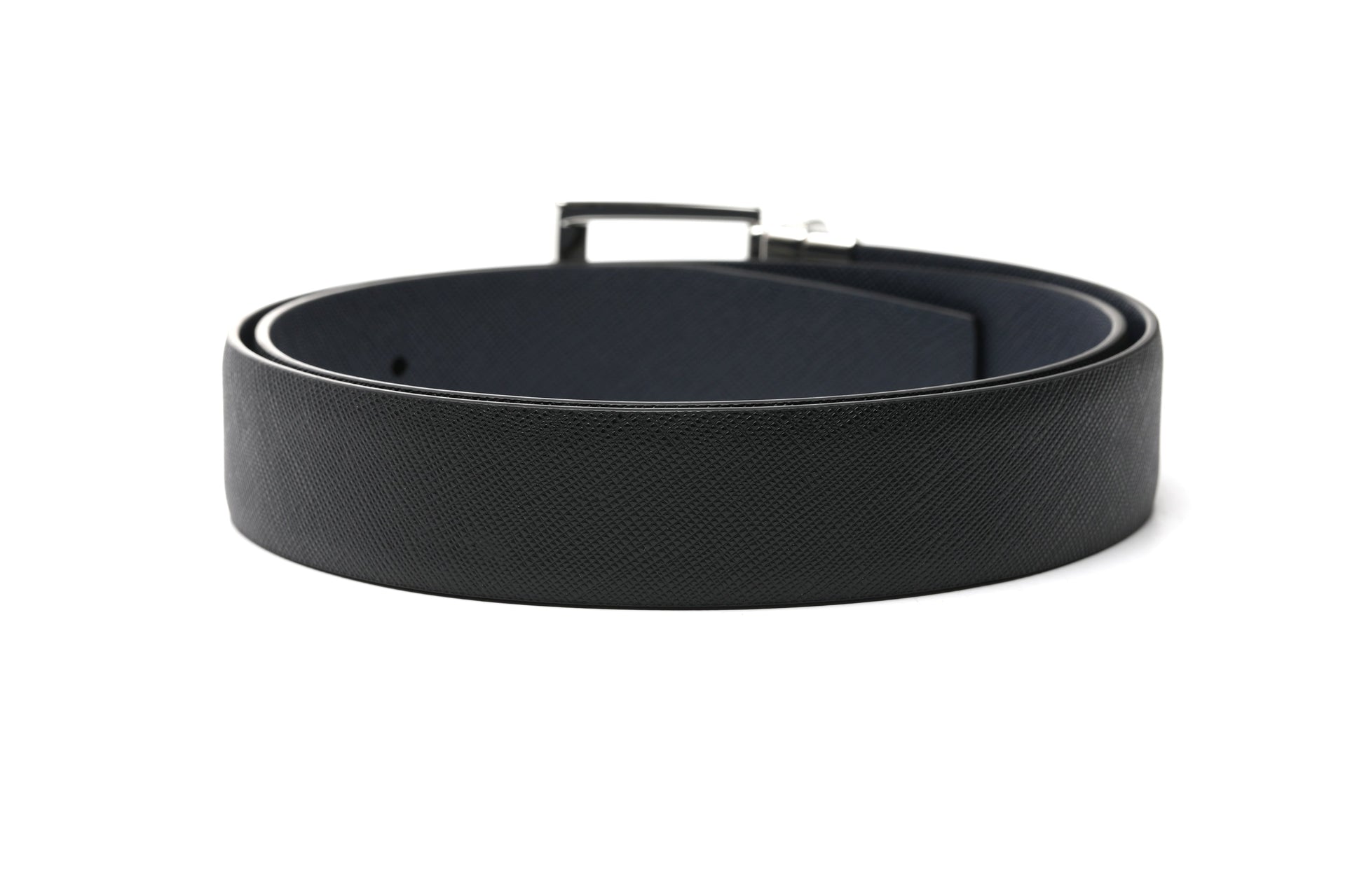 PRADA SS26 Saffiano Leather Reversible Belt 'Black Baltic Blue' 2CC004-053-F0RD7