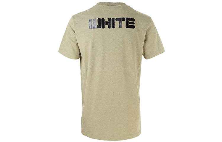 Off-White Logo Printing Round Neck Short Sleeve Ordinary Version Green OMAA027F21JER0035510