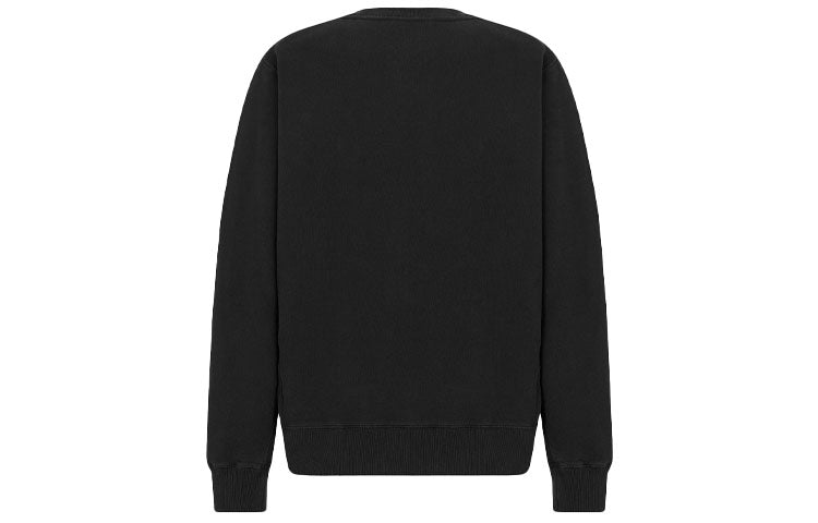 Men's DIOR SS22 Solid Color Embroidered Logo Pullover Autumn Black 213J687A0531-C901
