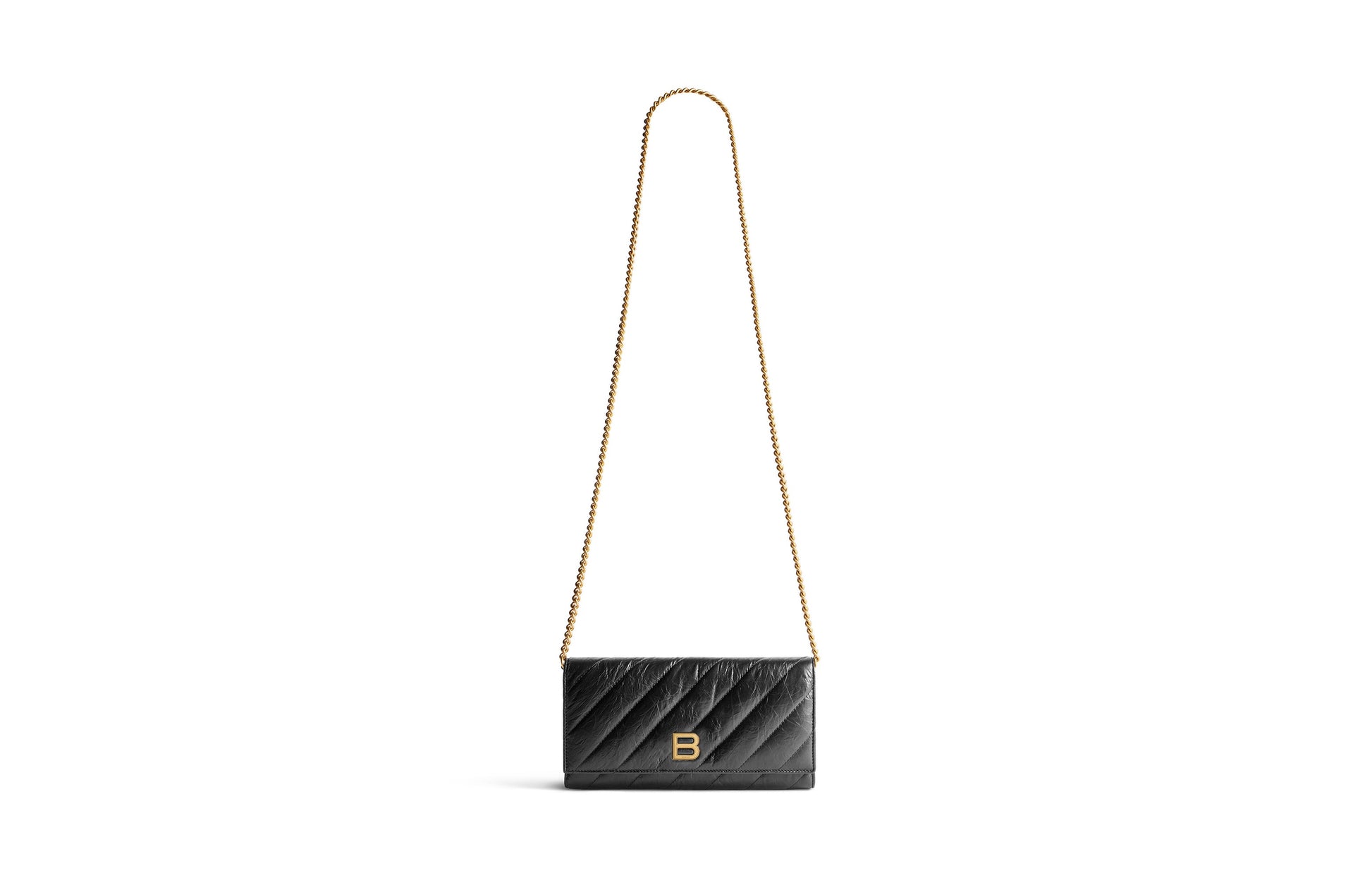 (WMNS) Balenciaga Crush Wallet On Chain Quilted 'Black' 781723210J11000