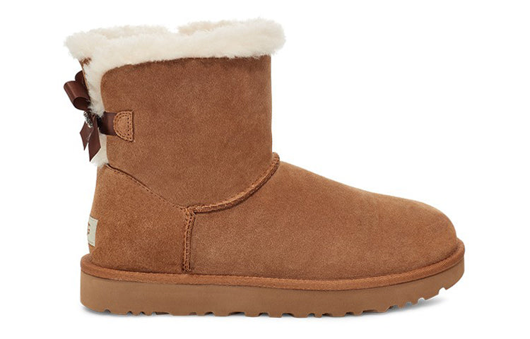 (WMNS) UGG Mini Bailey Brooch Fleece Lined Brown 1119512-CHE