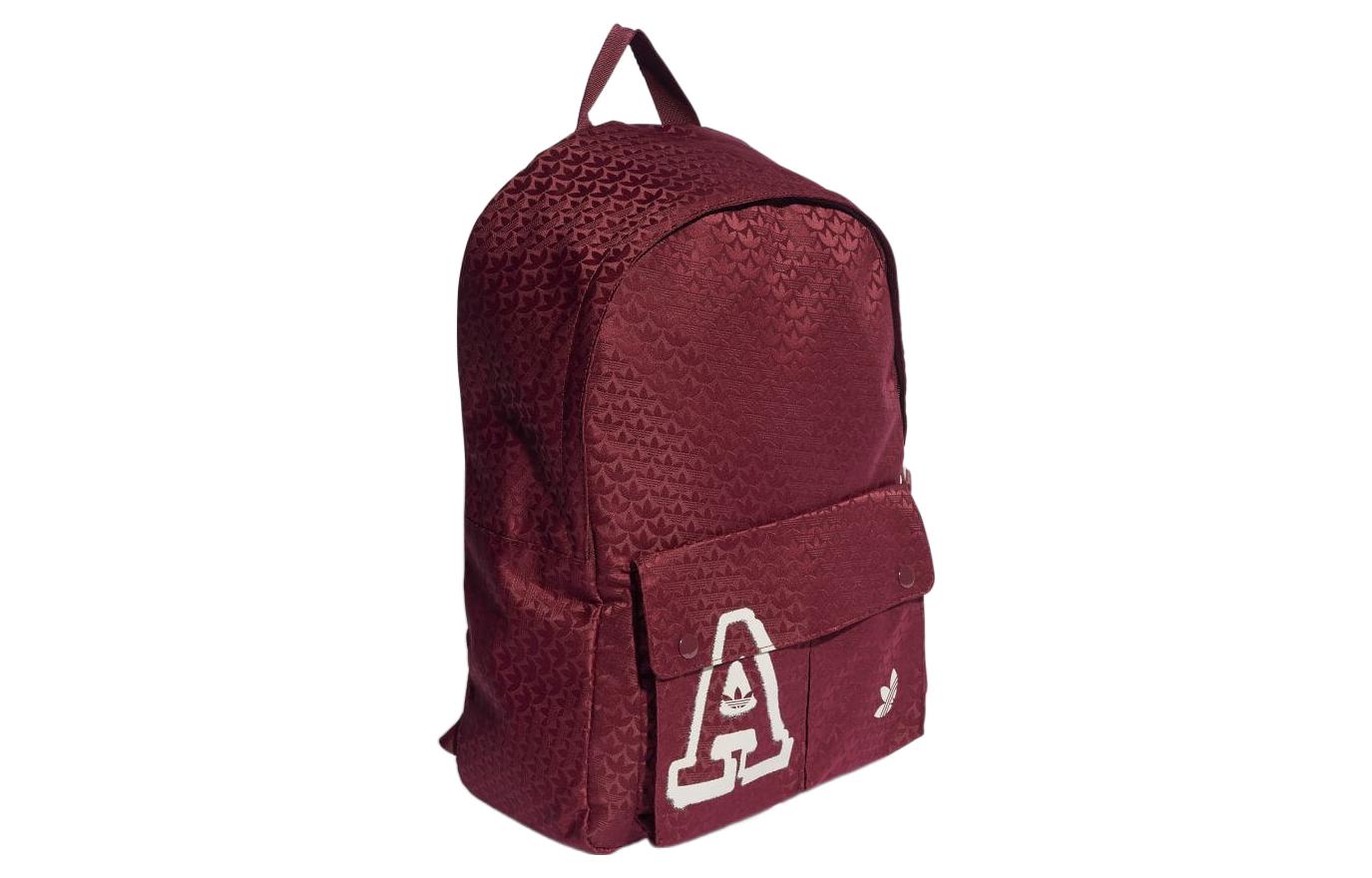 (WMNS) adidas Trefoil Jacquard Monogram Backpack 'Burgundy' IC2087