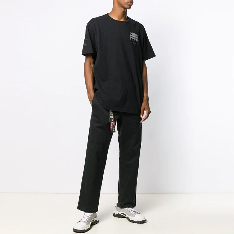 Off-White Logo Printing Short Sleeve Black T-Shirt OMAA038E191850041091