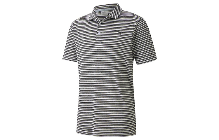 PUMA Golf Stripe Polo Shirt 'Black White' 596815-01