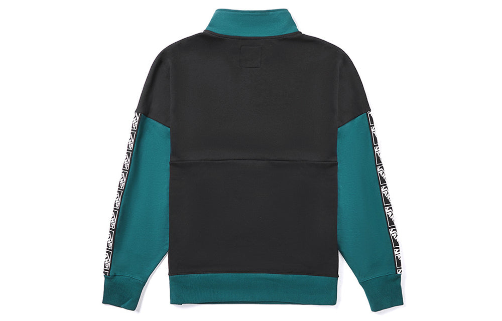 Vans Unisex Half Zipper Sweatshirt Black/Green Black-Green VN0A4BQOBLK