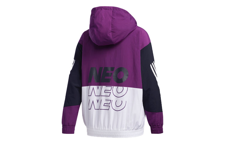 (WMNS) adidas neo Printing Hooded Jacket Purple FU1068