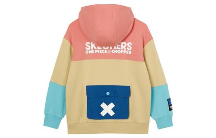 (GS) Skechers Logo Printed Half-Zip Hoodie 'Tan Blue Pink' L321G087