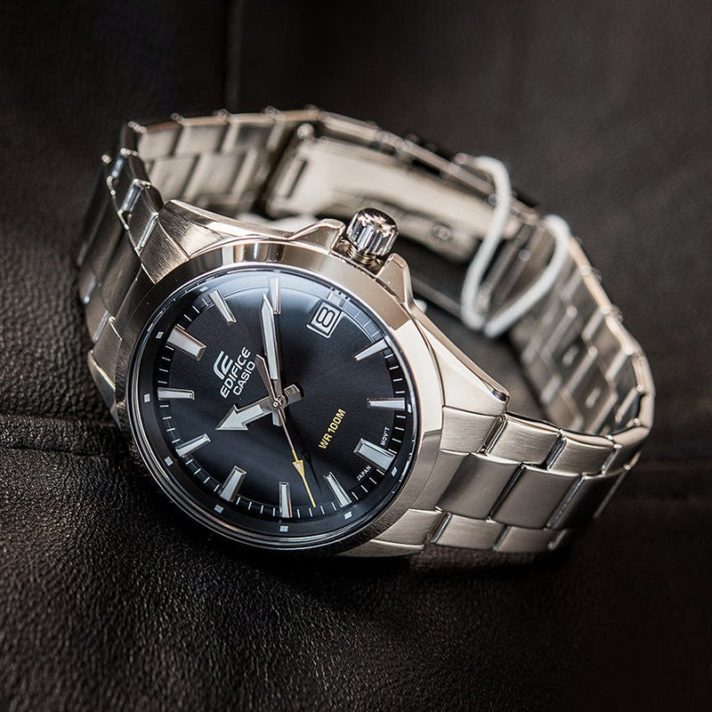 CASIO EDIFICE Stainless Steel Strap Mens SilverBlack Analog EFV-100D-1AVUEF
