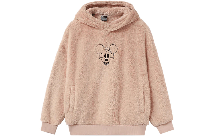 (WMNS) Li-Ning x Disney Cartoon Embroidered Suede Loose Hoodie 'Rose Pink' AWDR684-2