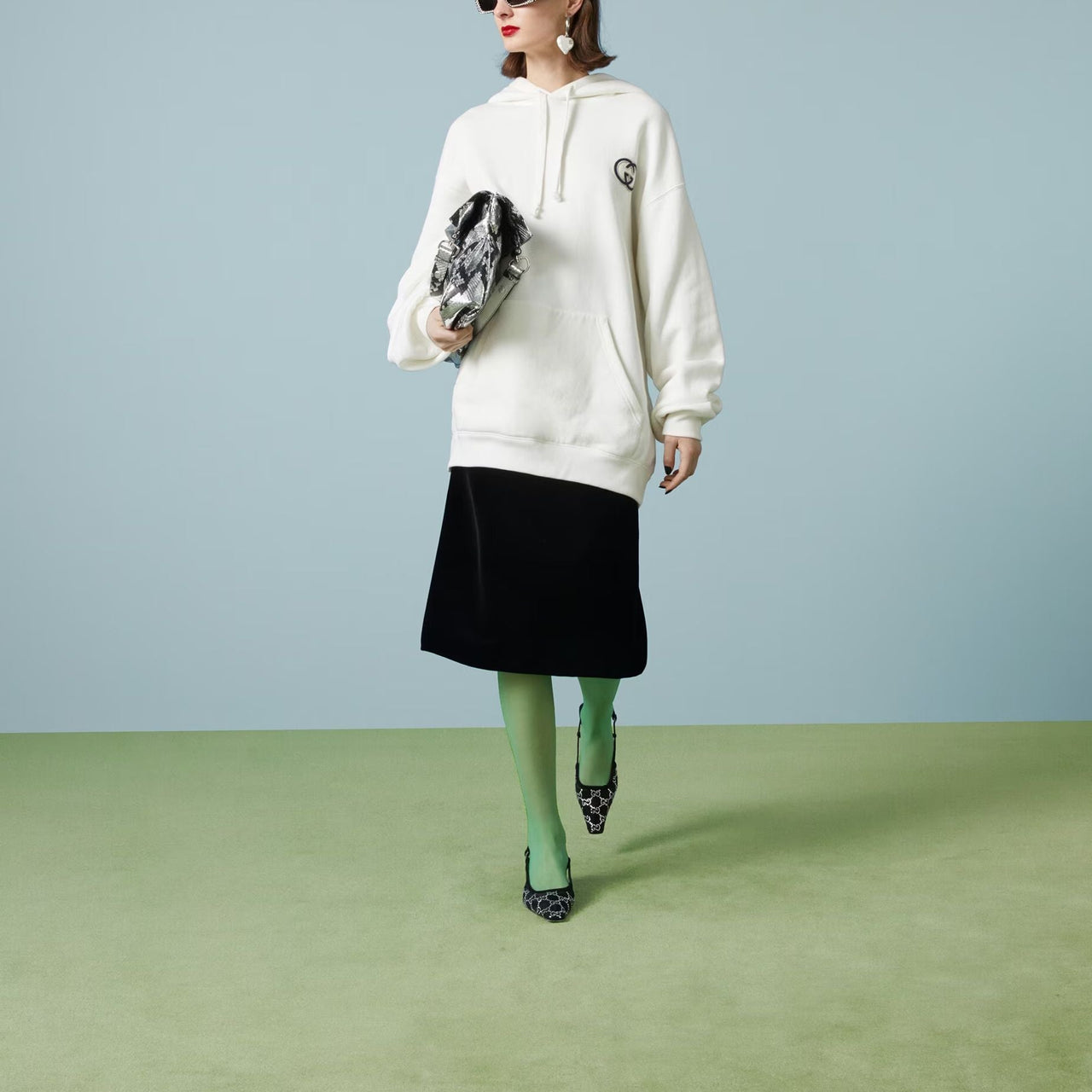 (WMNS) Gucci Cotton jersey hooded sweatshirt with Interlocking G embroidered patch 'Off white' 753595-XJFV9-9088