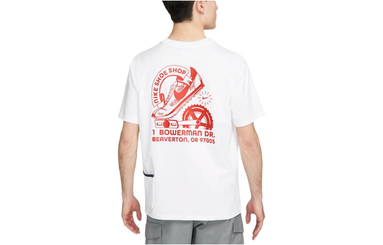 Men's Nike Back Pattern Alphabet Printing Casual Short Sleeve White T-Shirt DV0578-100