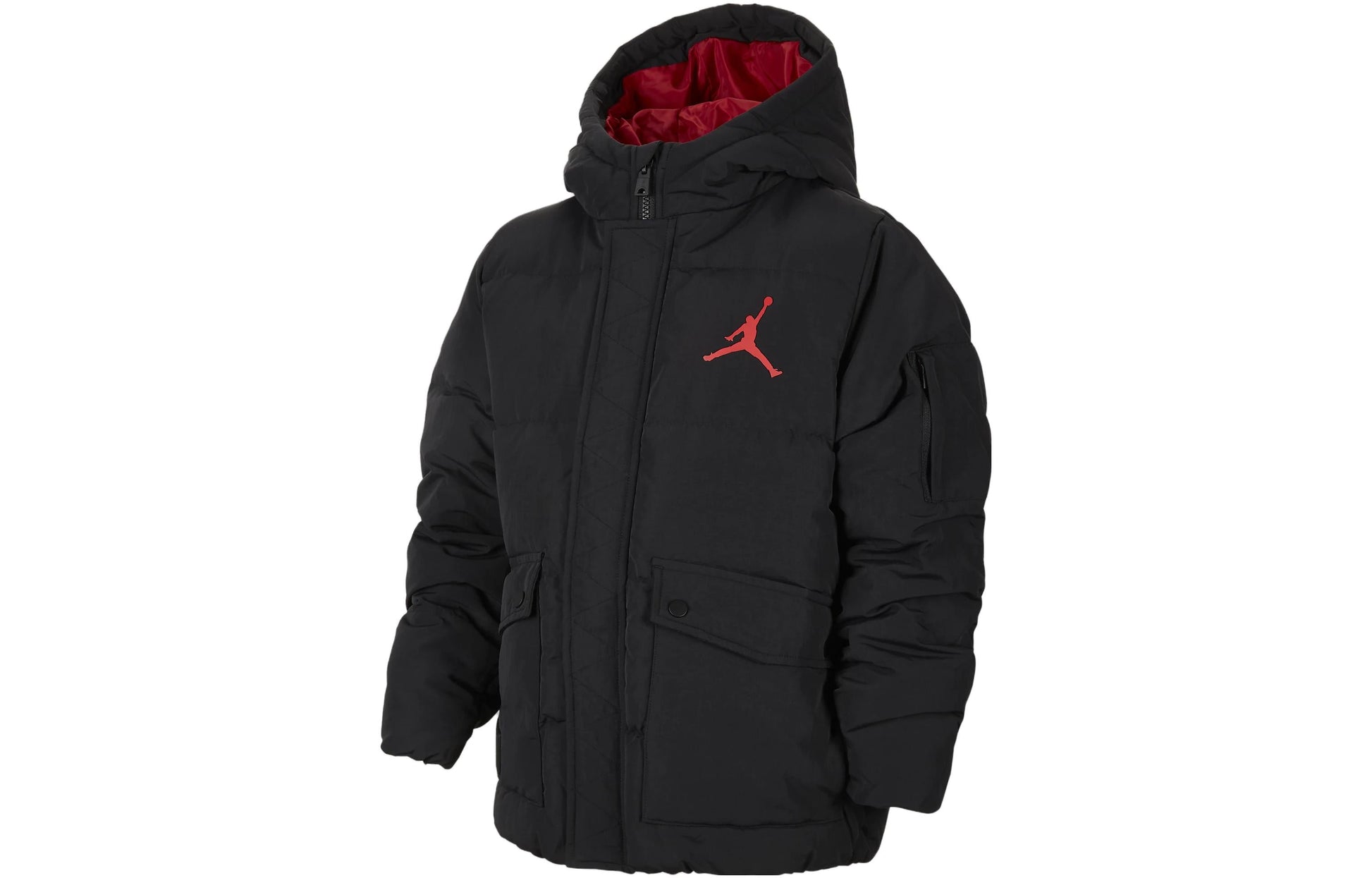 (GS) Air Jordan Air Puffer Jacket 'Black Red' FV2824-010
