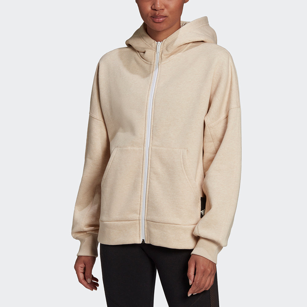 (WMNS) adidas Studio Lounge Fleece Full Zip Hoodie Asia Sizing 'Beige' HE3096