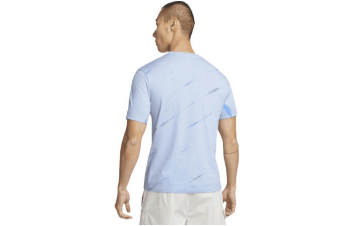 Men's Nike Sportswear Geometry Pattern Casual Round Neck Short Sleeve Light Blue T-Shirt DQ1077-548