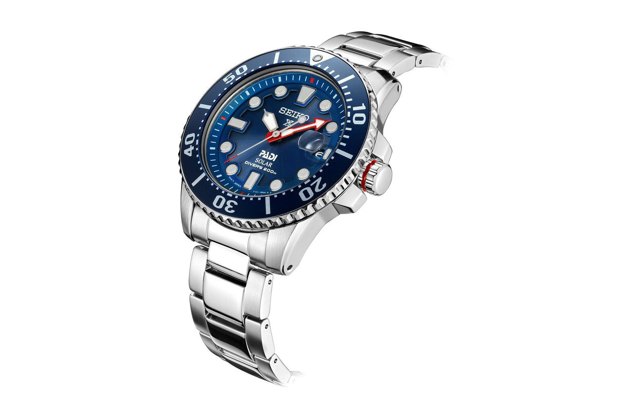 Men's SEIKO 200m Casual Blue PADI Crossover Warrior Solar Energy Watch SNE549P1