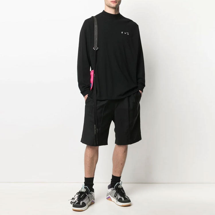 Off-White SS21 Logo Long Sleeves Round Neck Loose Fit Black OMAB032S21JER0021001