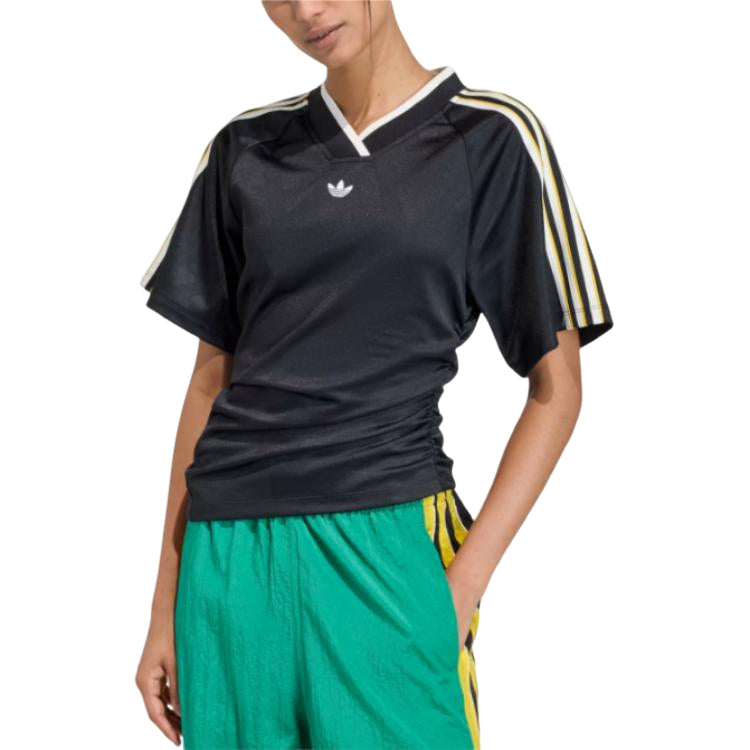 (WMNS) adidas Rouched Football Jersey Asia Sizing 'Black' KC9123