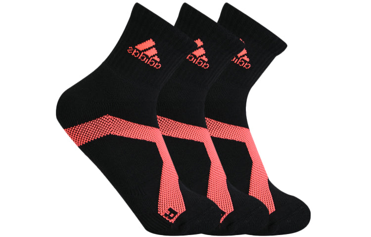 adidas breathable towel bottom socks 3 pairs'Black Red' MF0025