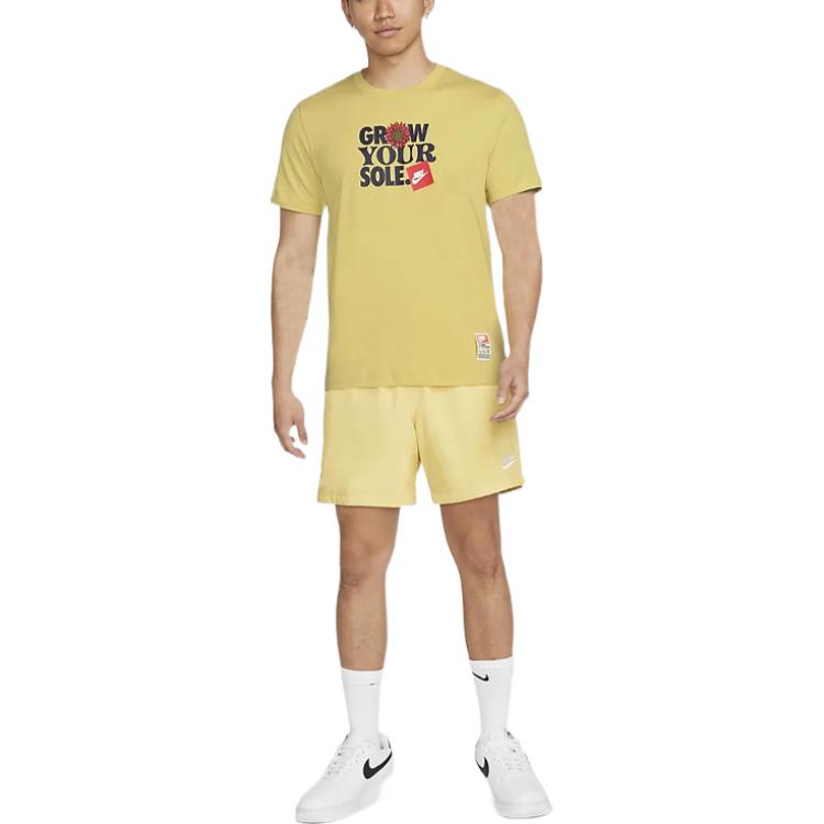 Men's Nike Alphabet Printing Round Neck Pullover Short Sleeve Green T-Shirt DQ1038-304