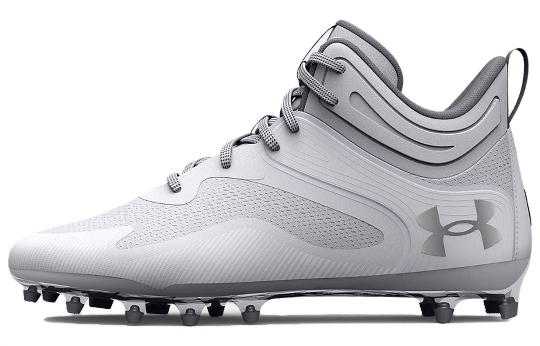 Under Armour HOVR Fade 2 Command MC Mid Lacrosse Cleats 'White Grey' 3026970-102