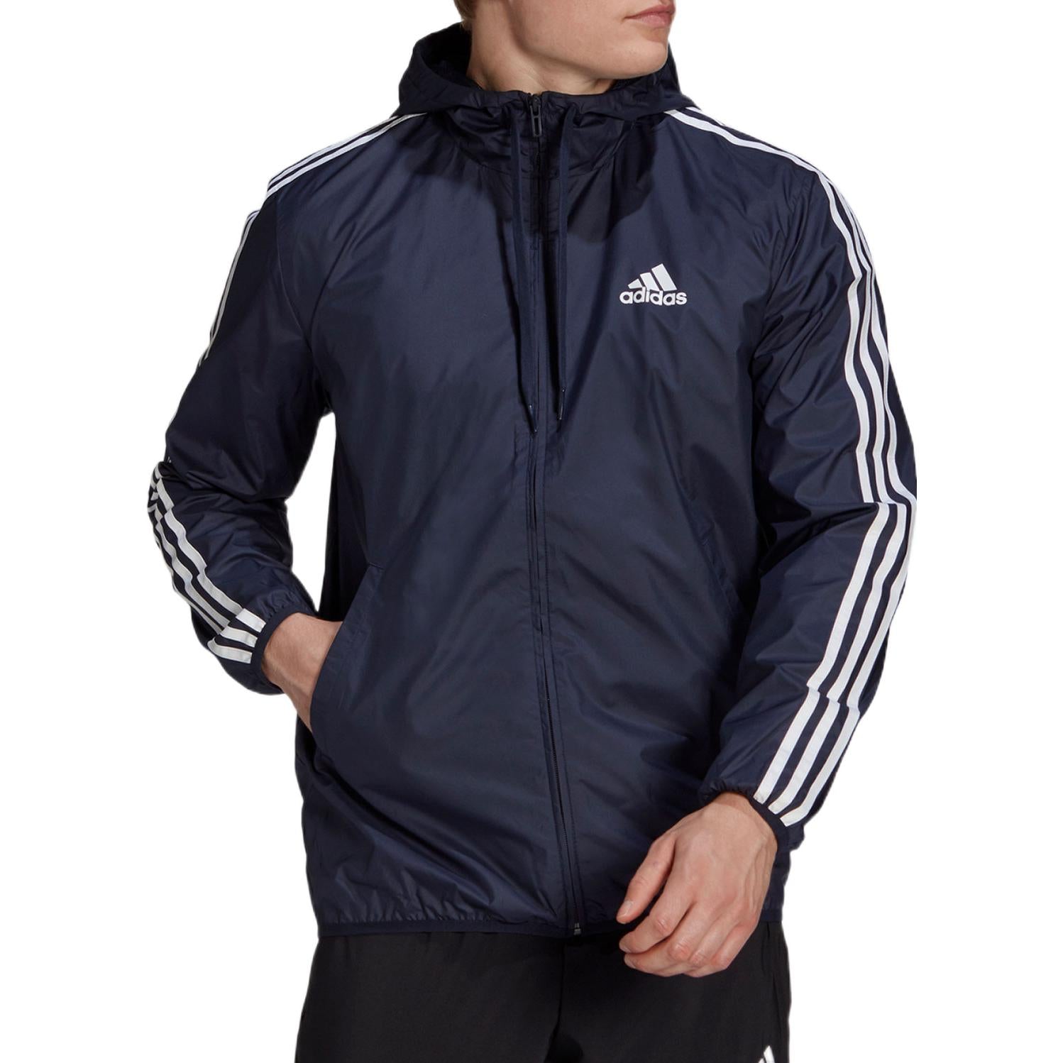 adidas Primegreen Essentials 3-Stripes Windbreaker Jacket 'Navy' GK9028