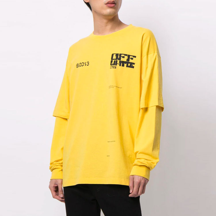 Off-White Unisex SS21 Printing Logo Swea Yellow 0MAB022S21JER005