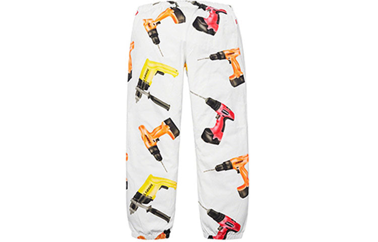 Supreme SS19 Drills Skate Pant White Electric Drill Pattern Printing Long Pants Casual Pants Unisex SUP-SS19-604