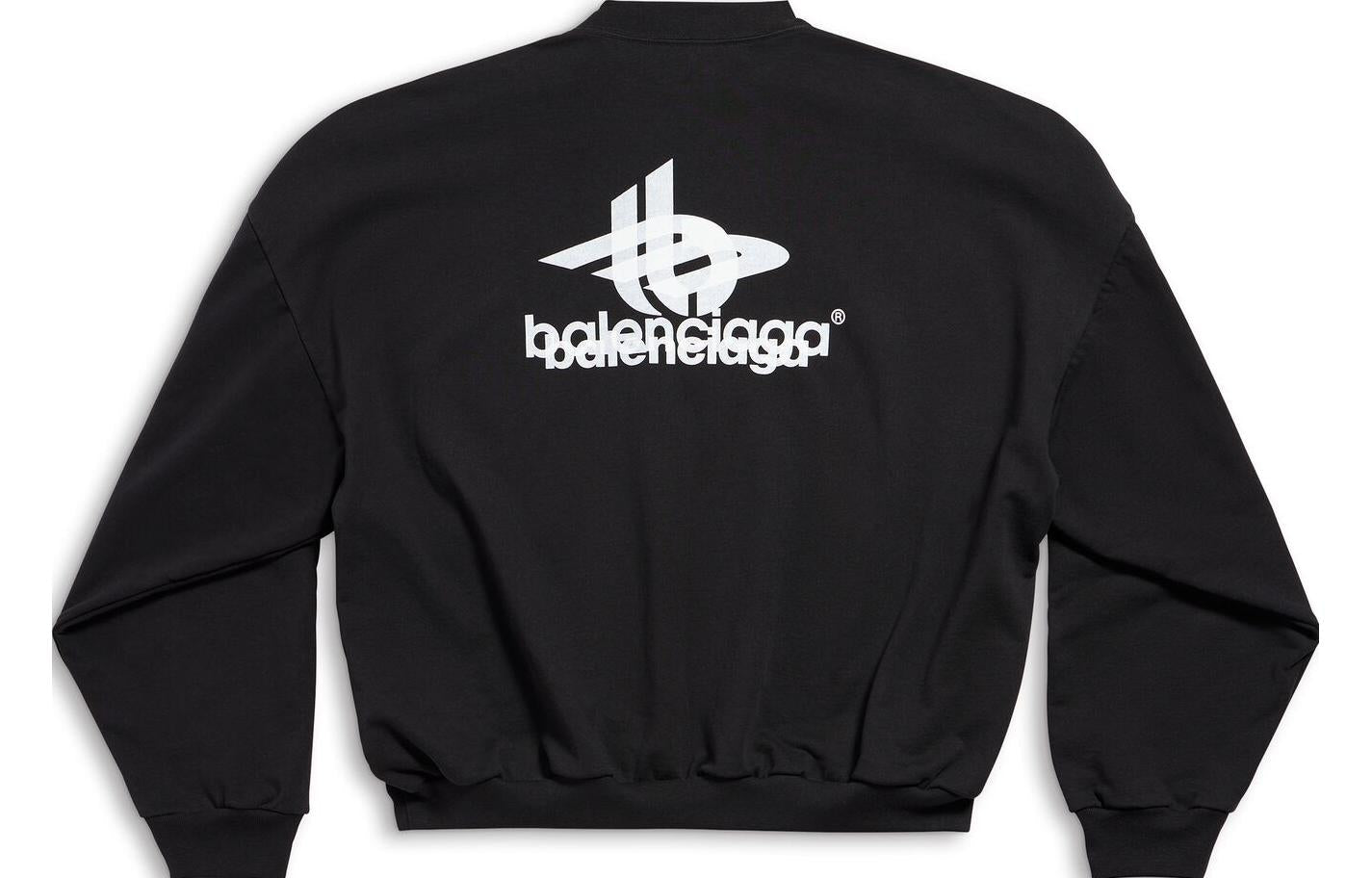 Balenciaga Layered Sports Round Sweatshirt 'Black White' 767860TPVF31070